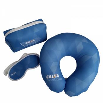 Kit Viagem Almofada Pescoço + Máscara + Necessaire 1