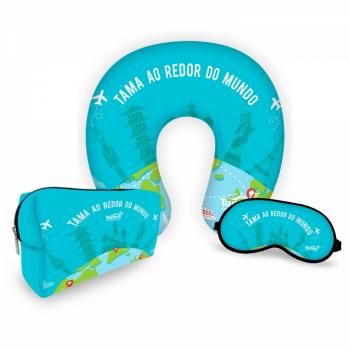Kit Viagem Almofada Pescoço + Máscara + Necessaire 2