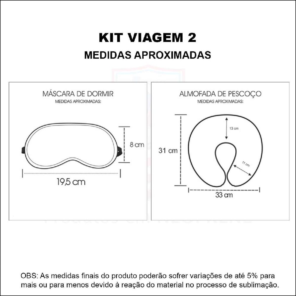 Kit Viagem 2 Almofada de Pescoço + Máscara Dormir